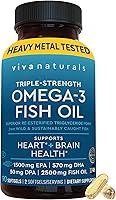 Vista 1 de Viva Naturals Píldoras de aceite de pescado Omega 3 de triple potencia – 2500 mg de fórmula de alta potencia con 2250 mg de ácidos grasos Omega 3
