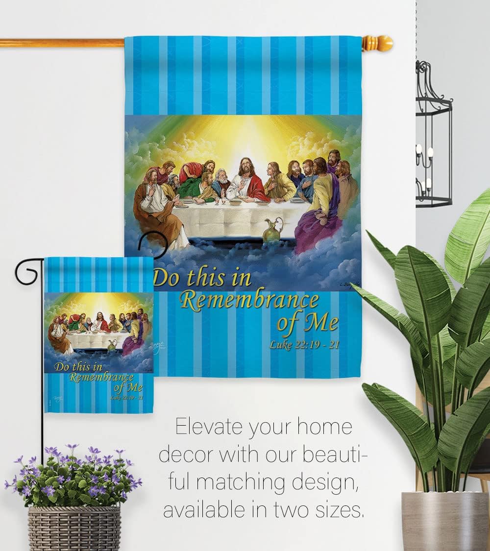 Breeze Decor Last Supper Garden Flag Set with Stand Religious Faith Hope Grace Peace Dove Christian Religion Easter House Decoration Banner Small Yard Gift Double-Sided, Made in USA
