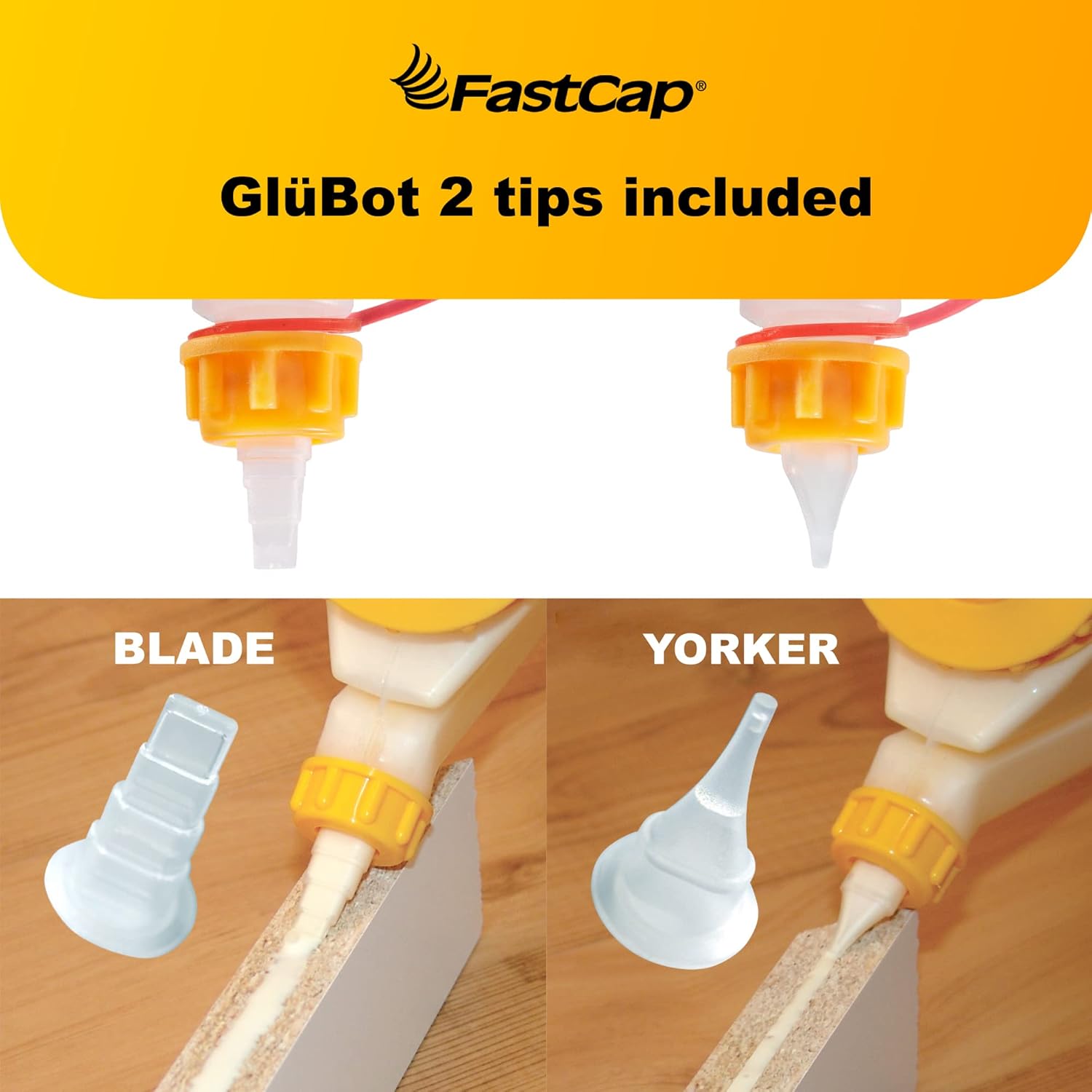 FastCap 16oz Glue Bottle, with 2-Chamber No-Drip System. Each Bottle Comes with 2 Replaceable Tips. (Pack of 4 Bottles)