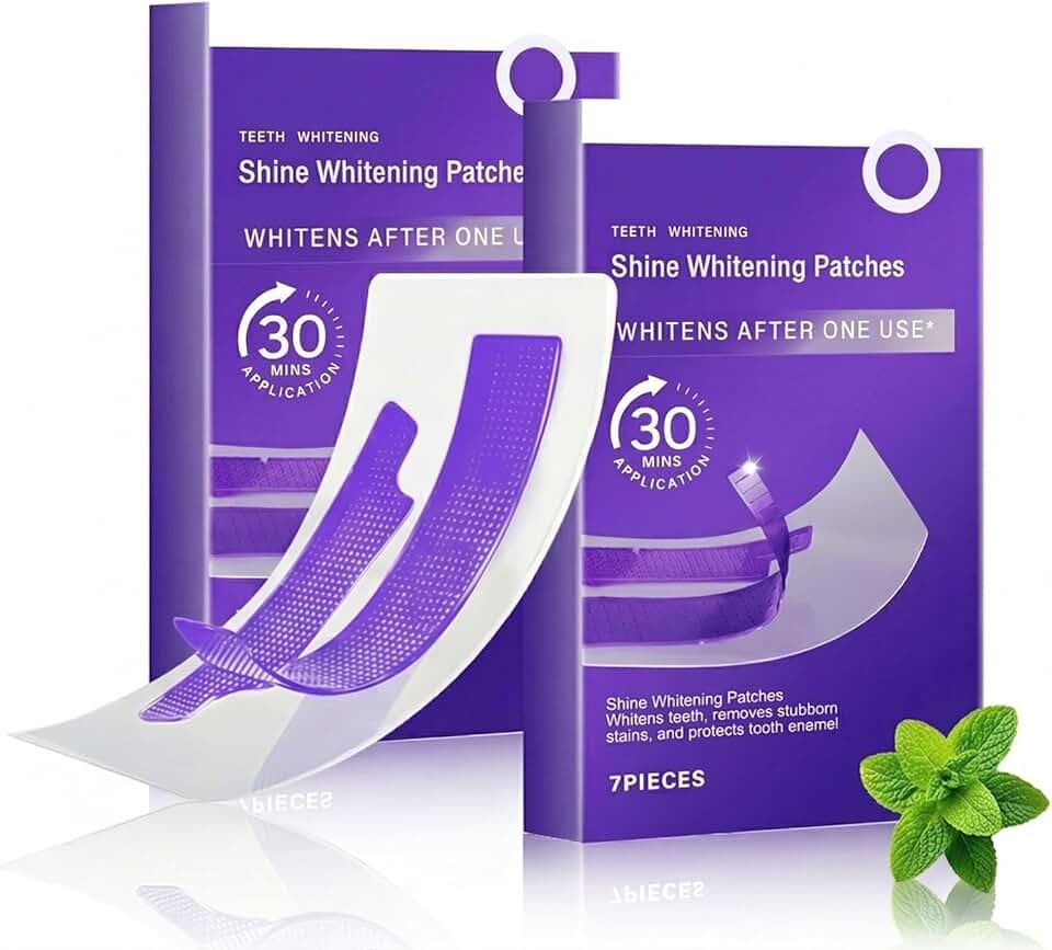 Purple Whitening Strips for Teeth, Enamel Safe for Sensitive Teeth with Hydrogen Peroxide, Instant Color-Correcting & Professional