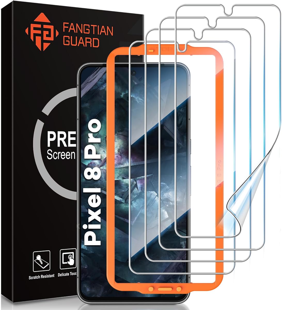 FANGTIAN 4 Pack Hybrid Screen Protector Film for Google Pixel 8 Pro | 7H hybrid soft film designed for 6.7-inch Google Pixel 8 Pro, not tempered glass
