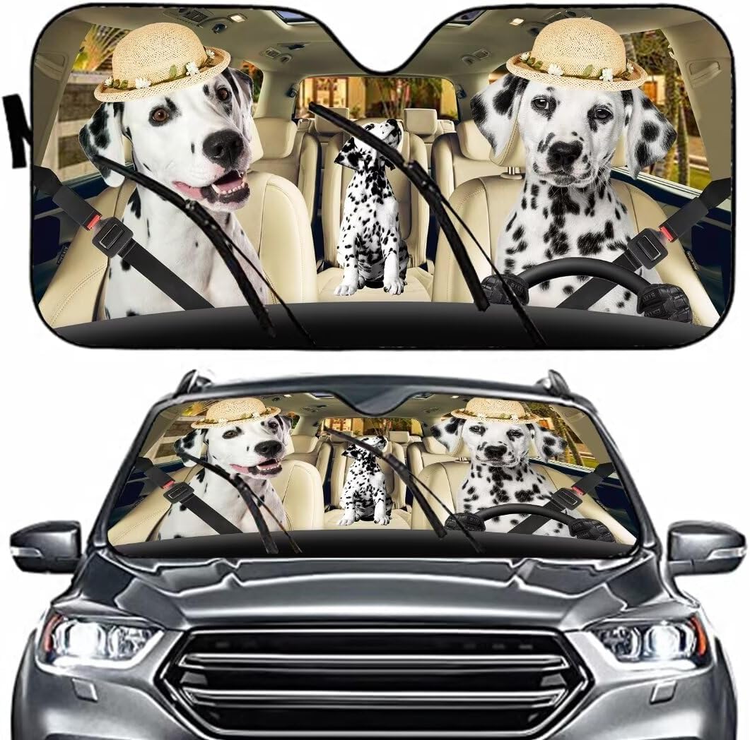 Dinosaur Couple Driver Car Sun Visor Funny Animal Dinosaur Themed Car Windshield Sun Shade Foldable Car Sun Shade Keeps You Cool in Your Car Sun Protection Car Cover