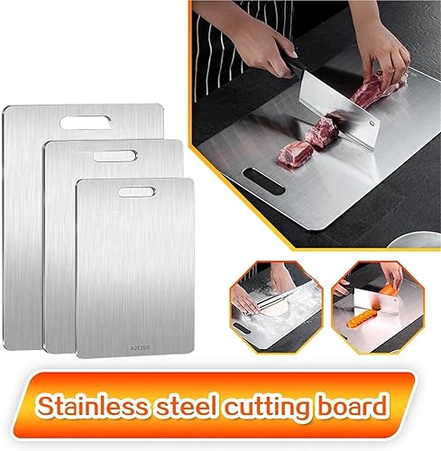 Miniatura 6 de Stainless Steel Cutting Board Panel and Chopping Kitchen Household Thickened Double Sided Cutting Block Kneading Dough(39x28cm)