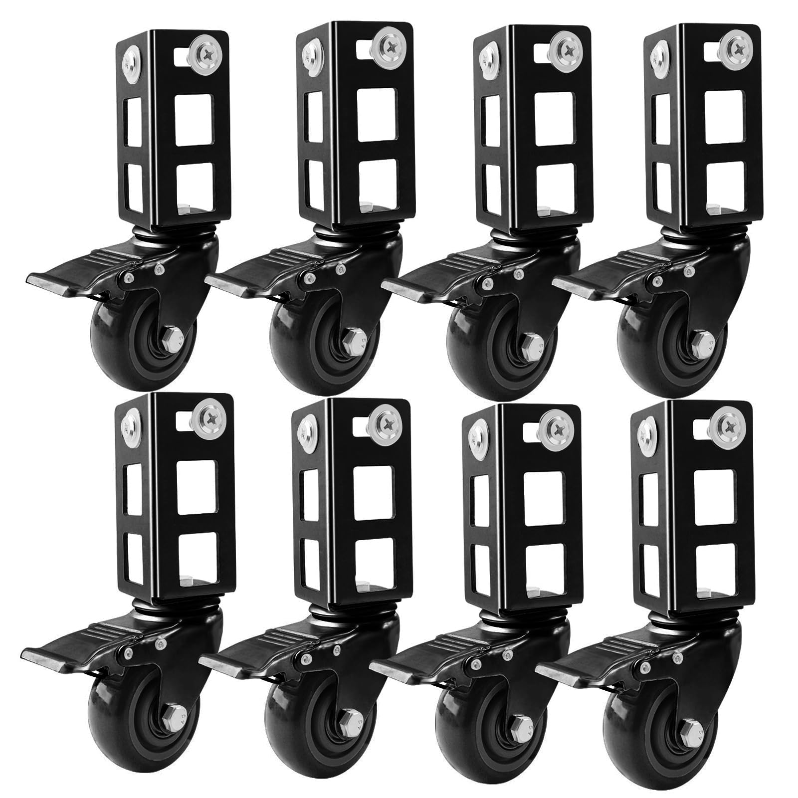 Photo 1 of ***FOR PARTS / ALL BADLY BENT*** 8PCS Storage Rack Caster Wheels,3" Heavy Duty Locking Caster Wheels Warehouse Shelf & Storage Racks Accessories,Fit for Boltless Self Locking Shelving Racks,1000LB Capacity(Black)