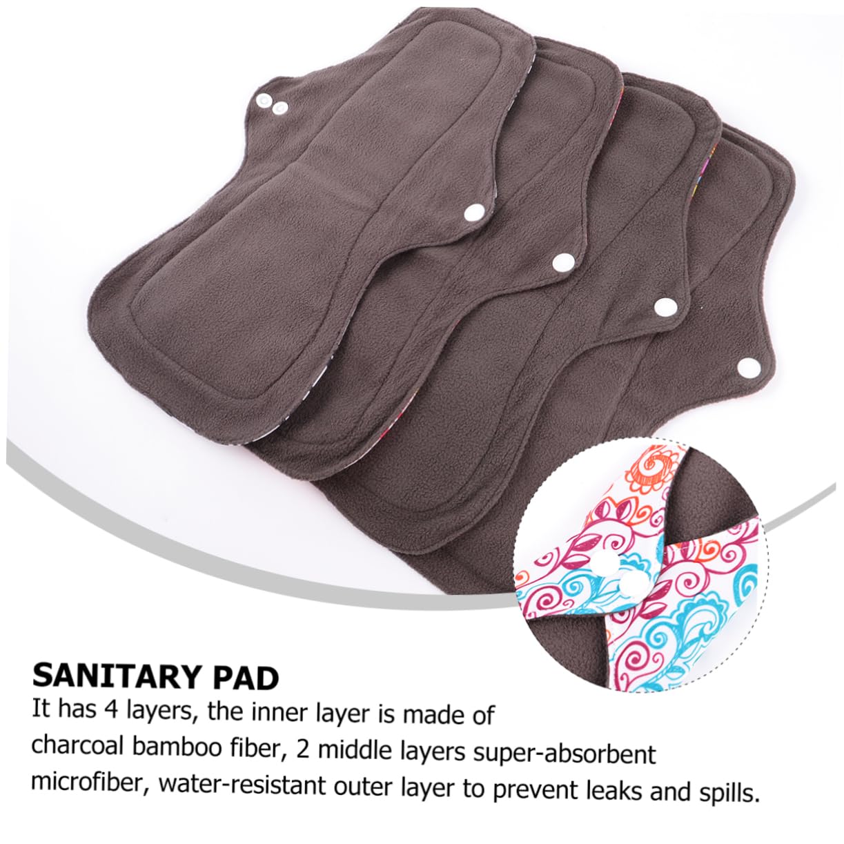 FOMIYES 4 Compresas Sanitarias Lavables Reutilizables Adecuado para Uso Femenino de Fibra con Superficie que Mantiene Seca y Bolsa de Almacenamiento