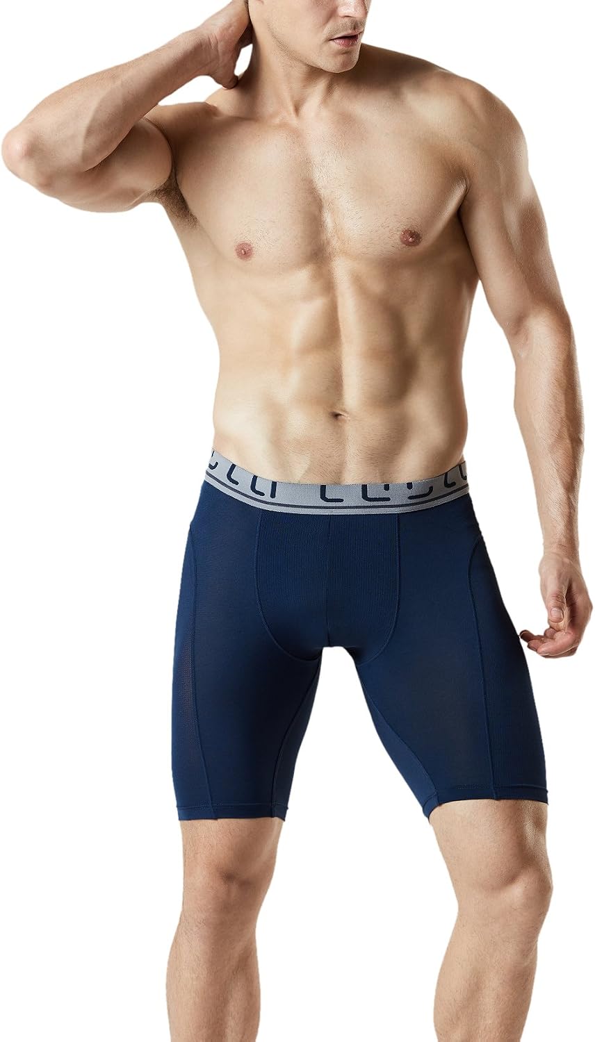 TSLA 2 Pack Men's Breathable Underwear, Performance Cooling Mesh Boxer Briefs, Open Fly Trunks with Pouch
