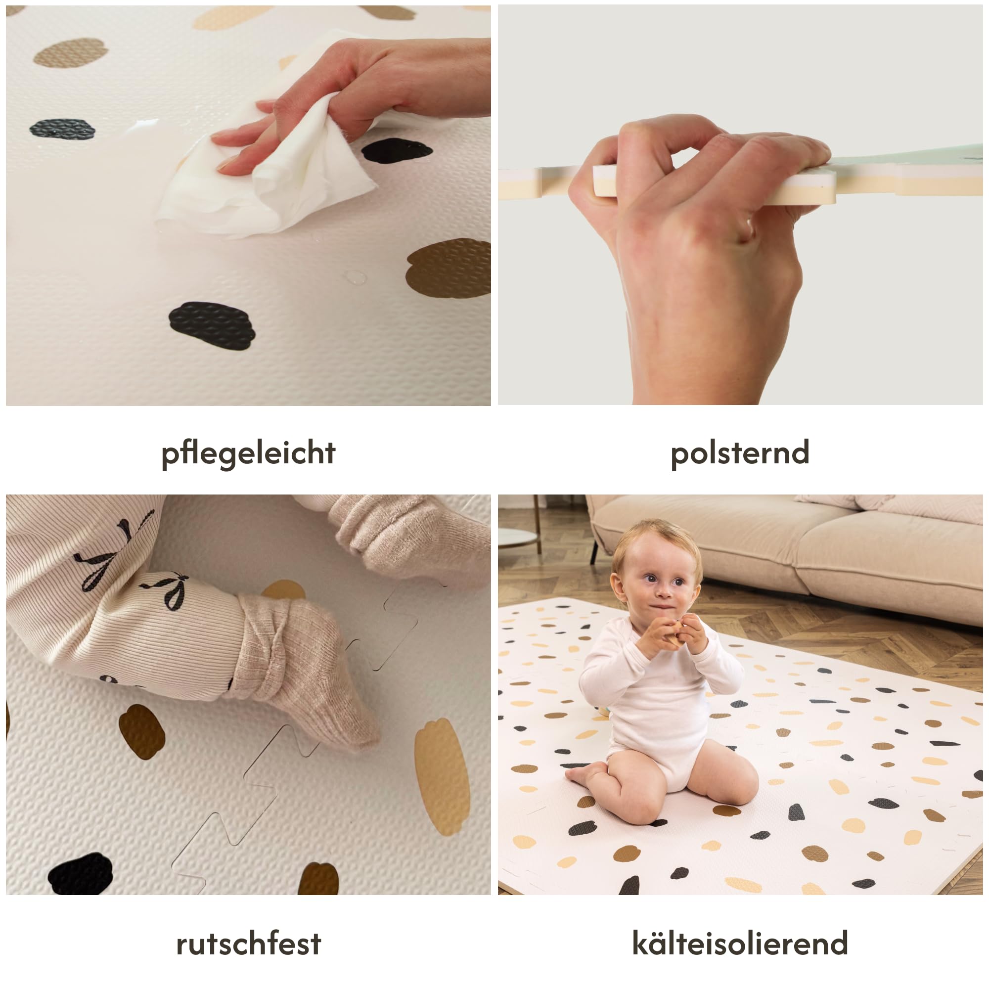 Hakuna Matte Stylische Puzzlematte Baby 180 x 120 cm Konfetti | 6 XXL-Platten à 60x60cm – 20% dickere, weichere Puzzlematte für Kinder–schadstofffreie, Pflegeleichte Baby Krabbelmatte