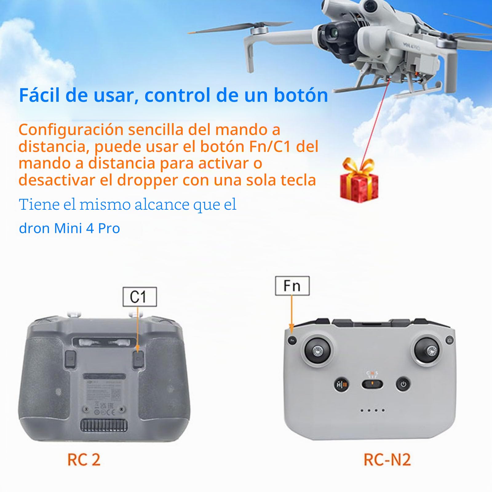 Sistema de gota de aire LICHIFIT para dron con patas de aterrizaje para DJI Mini 4 Pro Lanzador sensible a la luz, dispositivo de transporte, entrega, liberación de carga, goteo de aire, patas