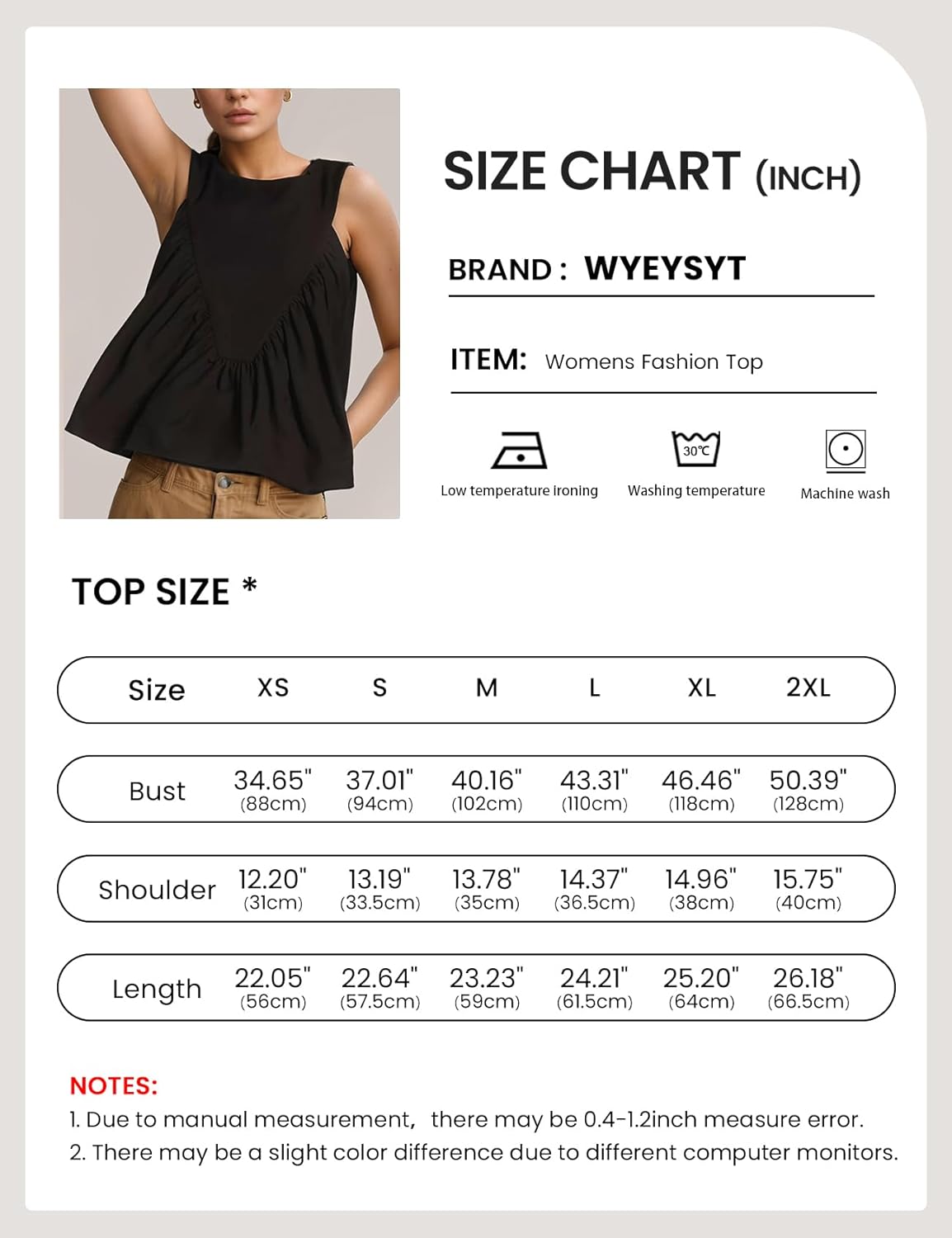 Wyeysyt Peplum Tops for Women Shirred Swing Tank Tops Pleated Flowy Vest Casual Sleeveless Blouse Loose Fit Ruffled Shirts - Image 7
