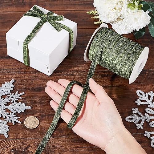 Miniatura 8 de PH PandaHall Cinta metálica con purpurina de 50 yardas150.0 ft, cinta blanca brillante de 38 pulgadas (0.394 in), cinta de poliéster con purpurina