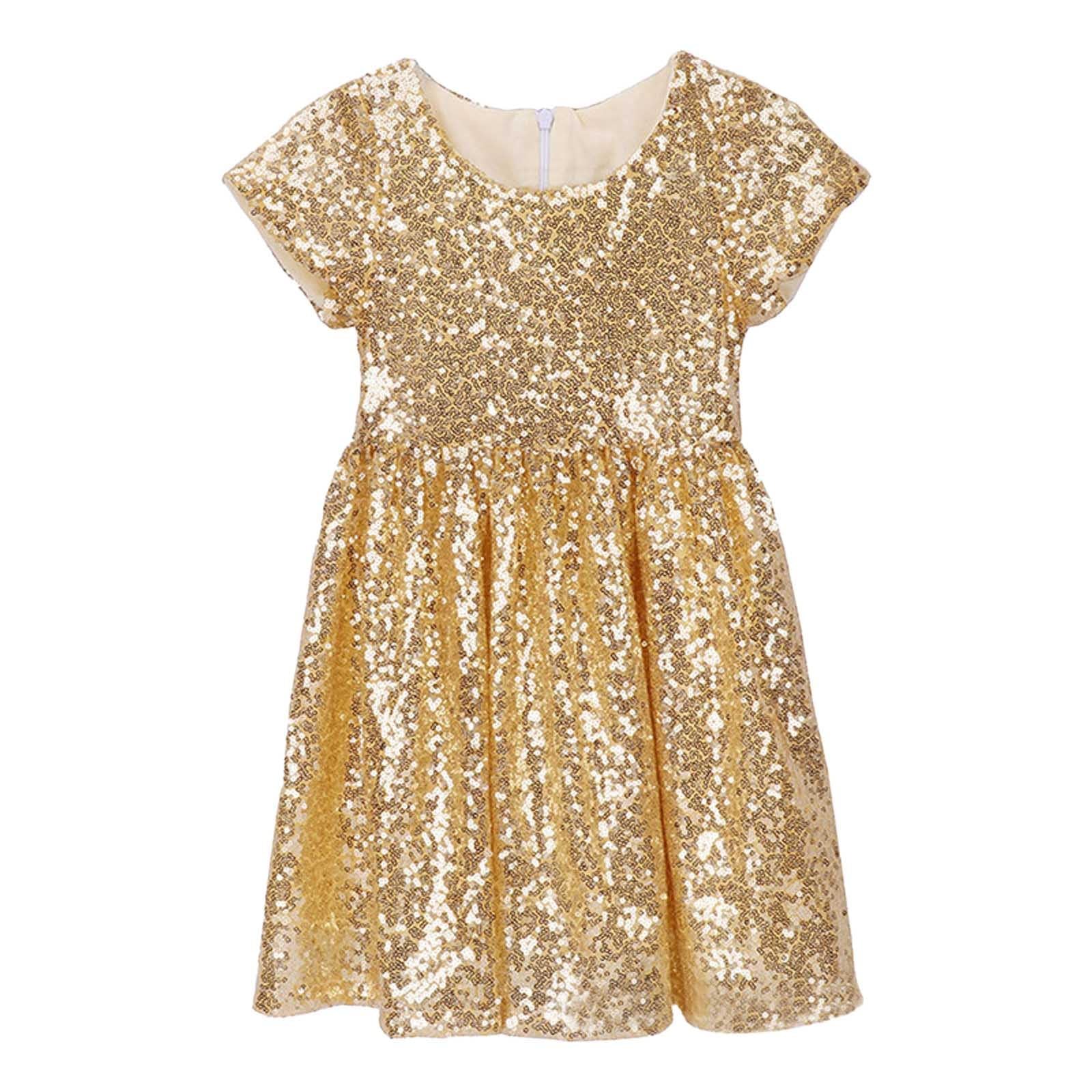 Generisch 2025 Robes Filles Robe Bébé Enfant Paillettes Robe Enfants Fête Robe Demoiselle d'honneur Mariage Robe