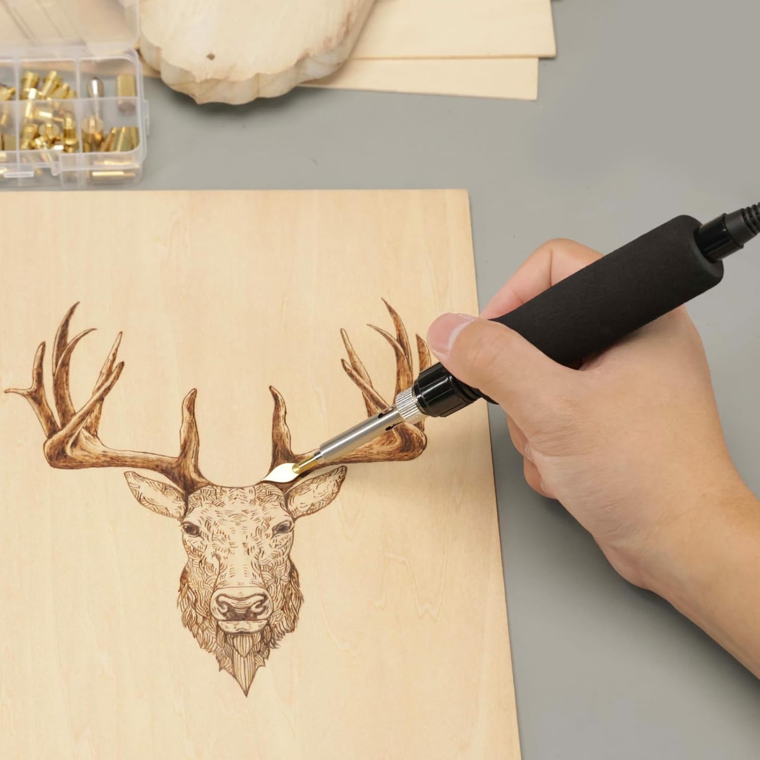YIHUA Pyrography Pen in use on wood