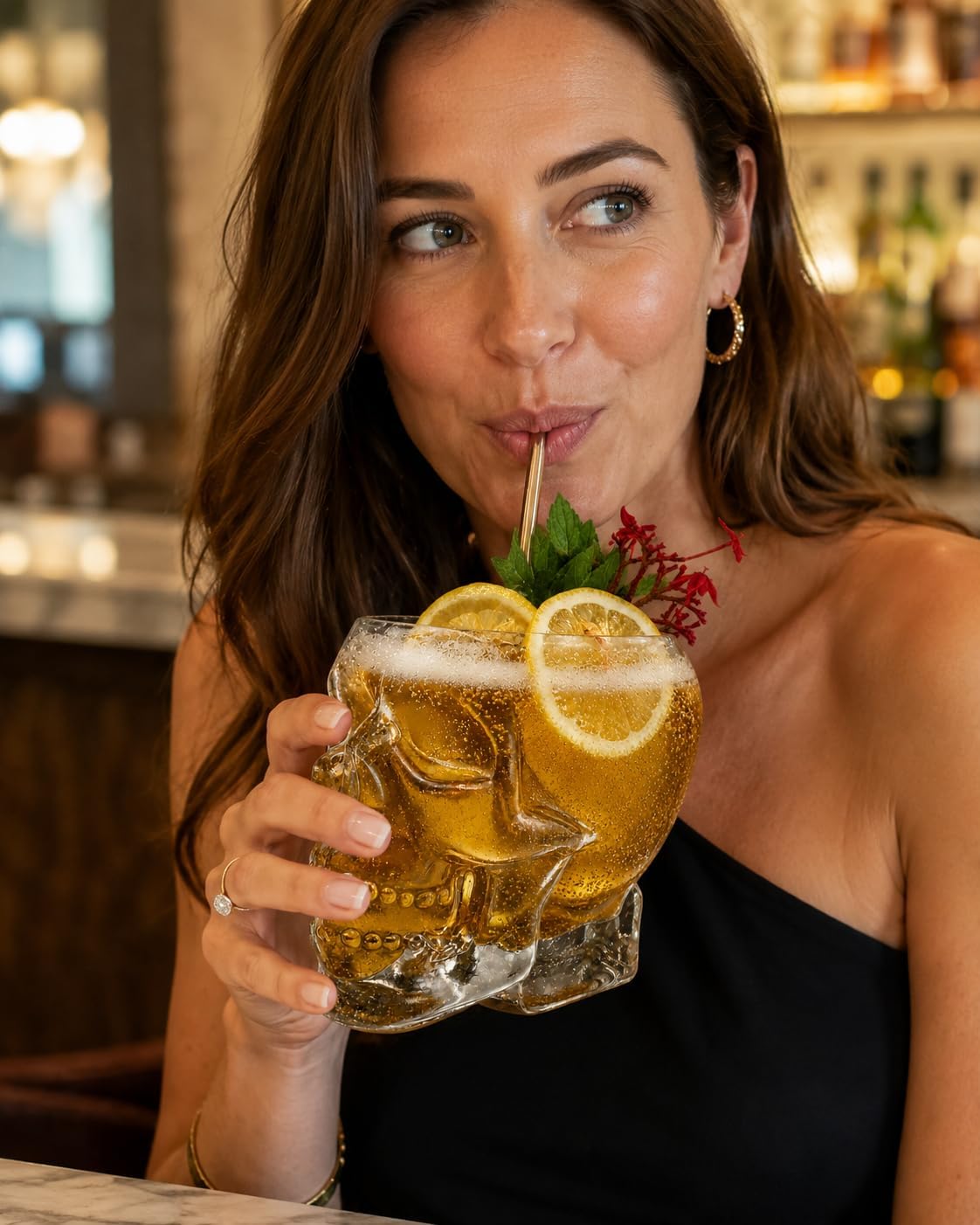 4-Pack Clear Skull Glasses - 12oz/350ml Wine & Cocktail Cups for Margarita, Whiskey, Juice - Great for Halloween, Themed Parties, Holiday Decorations & Gifts