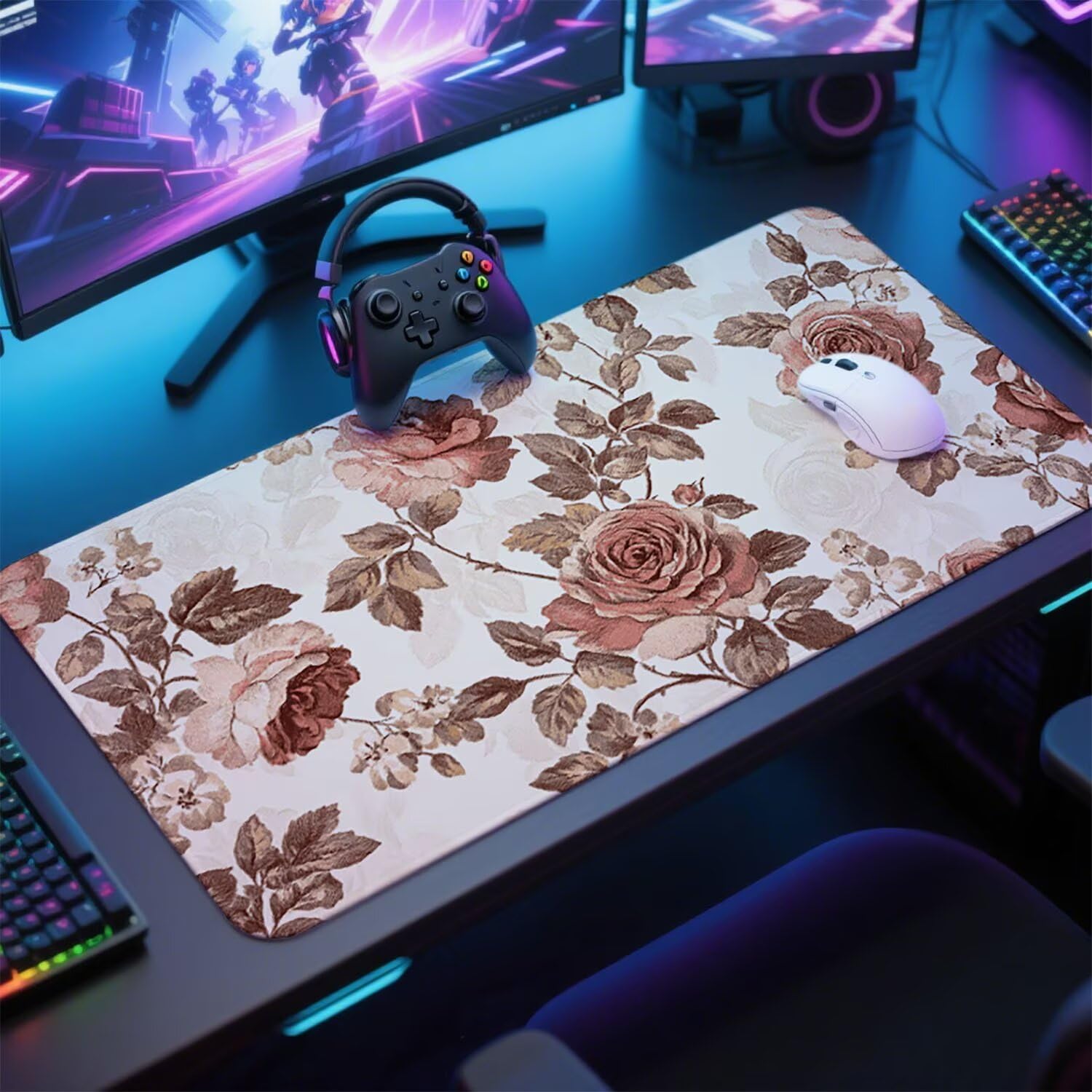 Abstrakcyjna podkładka pod mysz pod mysz pod mysz do gier XXL 1400 x 600 x 3 mm podkładka pod mysz gumowa kwiat duża podkładka pod rękę gracz akcesoria wodoodporne PC, do klawiatury laptopa w-7956