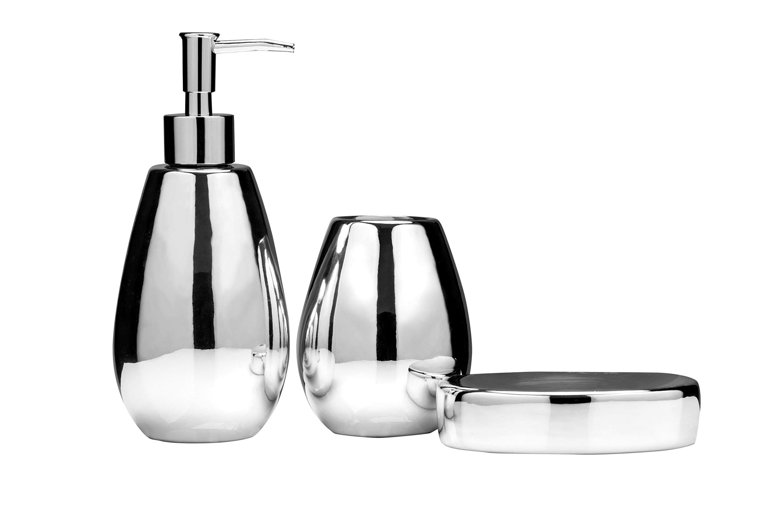 Orsina Dolomite Silver 3 Piece Bathroom SetCeramic Holder Set For Bathroom StorageBathroom Accessories Set from B&Q