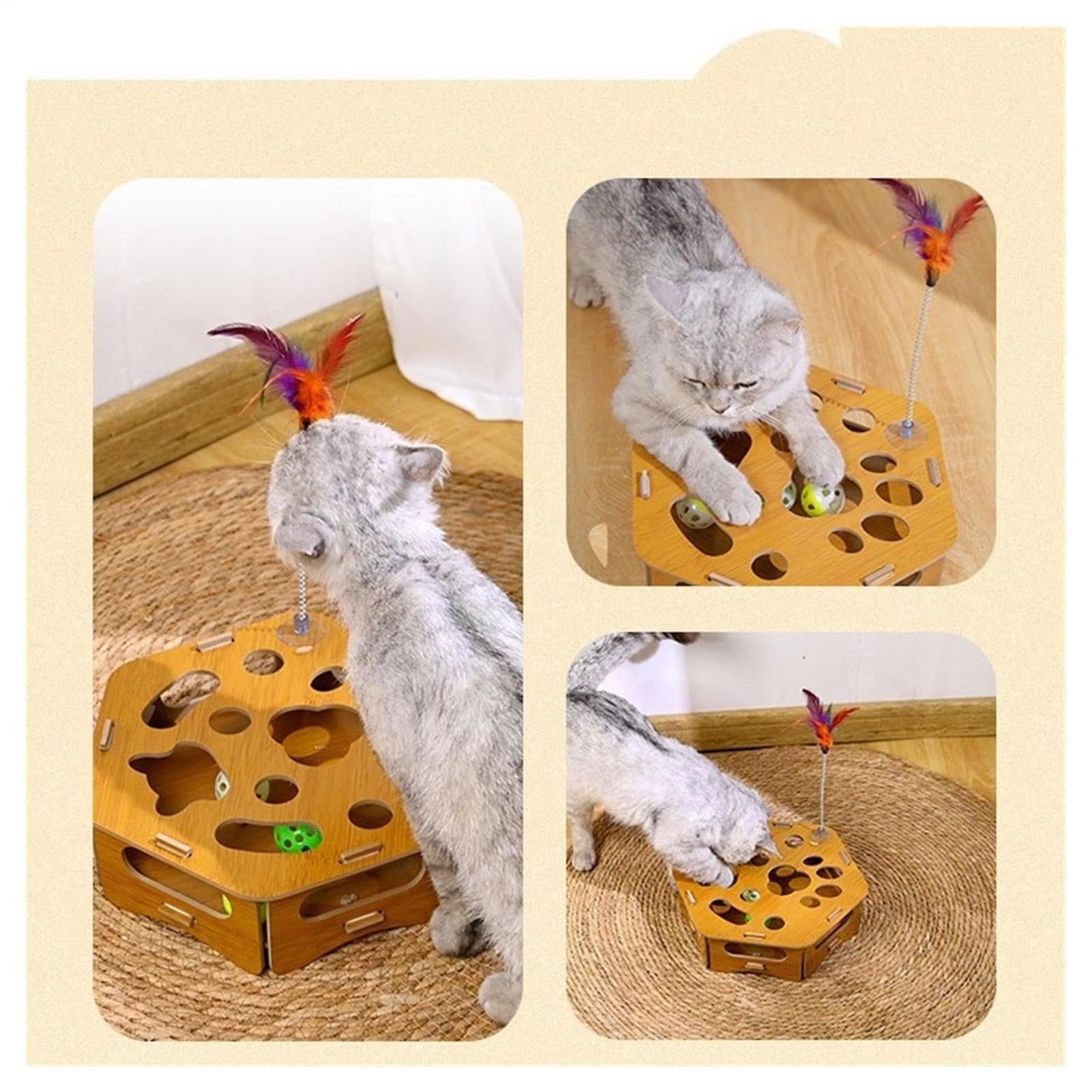 Générique Coffre à Griffoir Puzzle pour Chat Jouet en Bois d'Enrichissement