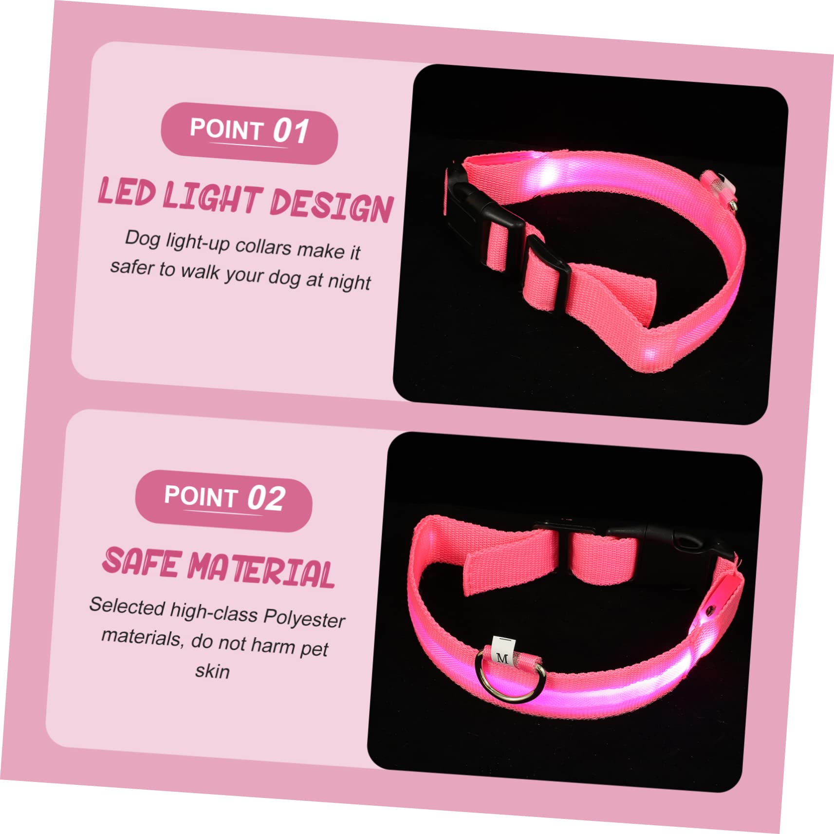 INOOMP 4 Set Collare Per Cani Collana Led Cane Colletto Luminoso Collare Per Cucciolo Collari Per Cuccioli Per Cuccioli Piccoli Sicurezza Rosa Poliestere Gatto Domestico Serigrafia