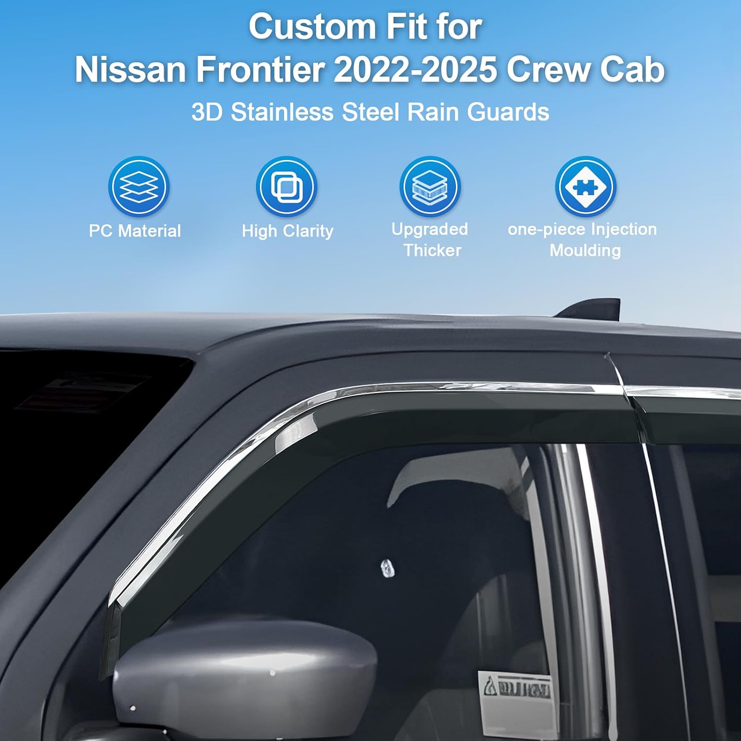 sze rain guards compatible with nissan frontier 2022-2026 crew cab side window deflectors window visors out-channel guard deflector vent visor-4pcs nissan frontier 2022-2025