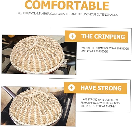 Miniatura 4 de Happyyami Cubierta para olla de cocina, tapa de olla de madera, material natural, tapa de olla al vapor, a prueba de calor, diseño elegante, fácil