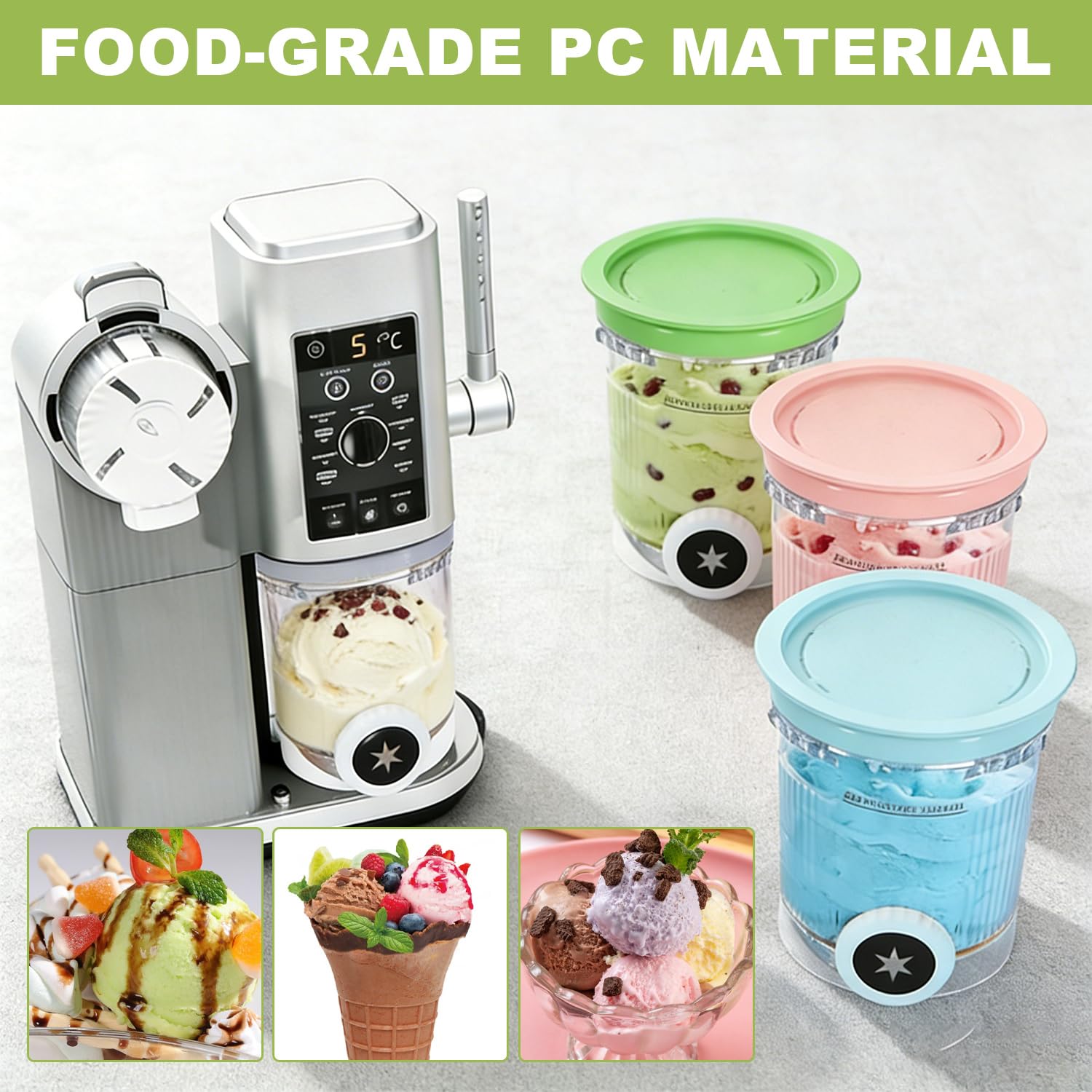 4 contenitori per ghiaccio Ninja Swirl Creami da 500 ml per ninja Creami NC701 & NC700 serie Gelatiere, contenitori per gelato con Swirl compatibile Ninja Gelatiera, senza BPA e lavabile in