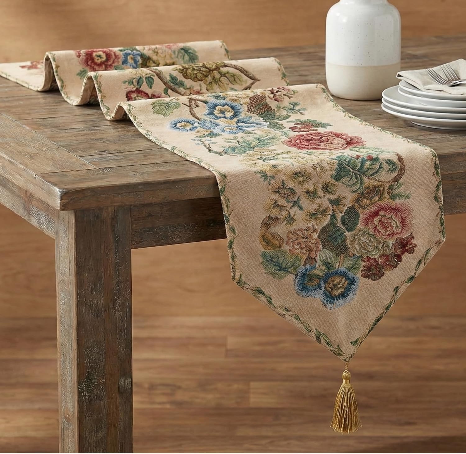 Tache Tapestry Colorful Floral Country Rustic Morning Meadow Table Runner 13 x 48 Inches