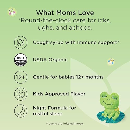 Miniatura 6 de Hyland's Jarabe orgánico para la tos y apoyo inmunológico para bebés con agave, saúco y granada, alivia la tos y apoya la inmunidad, durante la