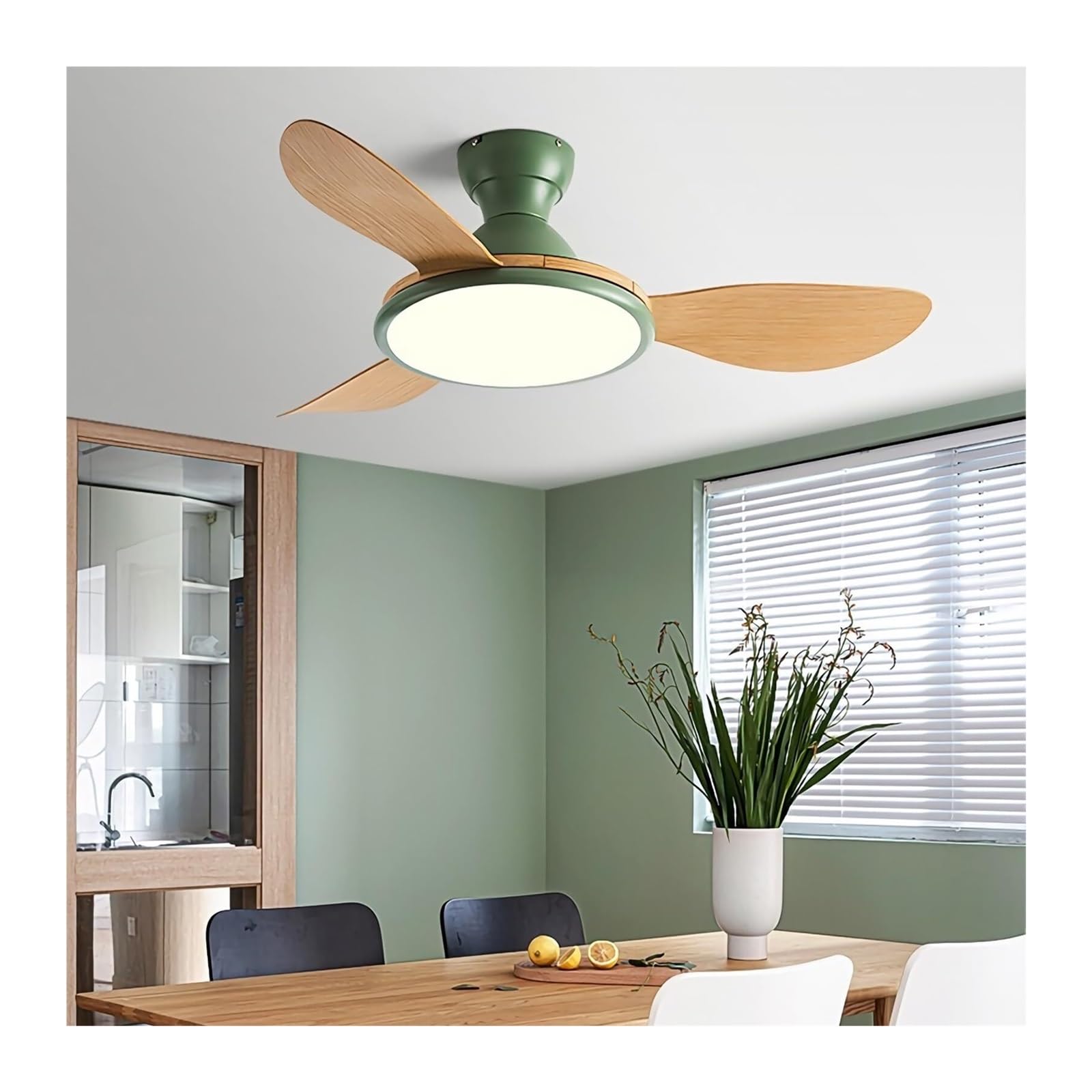 Ceiling Fan With Light And Remote, LED Dimmable Fan Ceiling Lamp, 6 Speeds