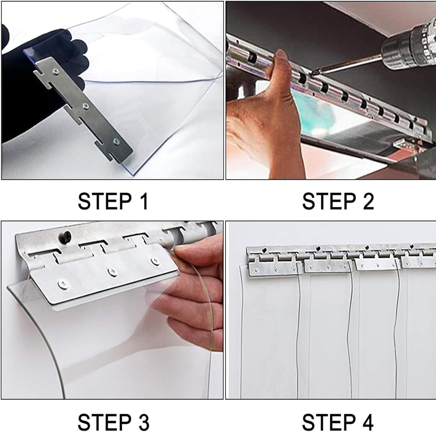Tenda a strisce in PVC impermeabile trasparente in vinile per porte, 1,3 mm, divisorio per interni ed esterni (1,05 x 2,1 m)