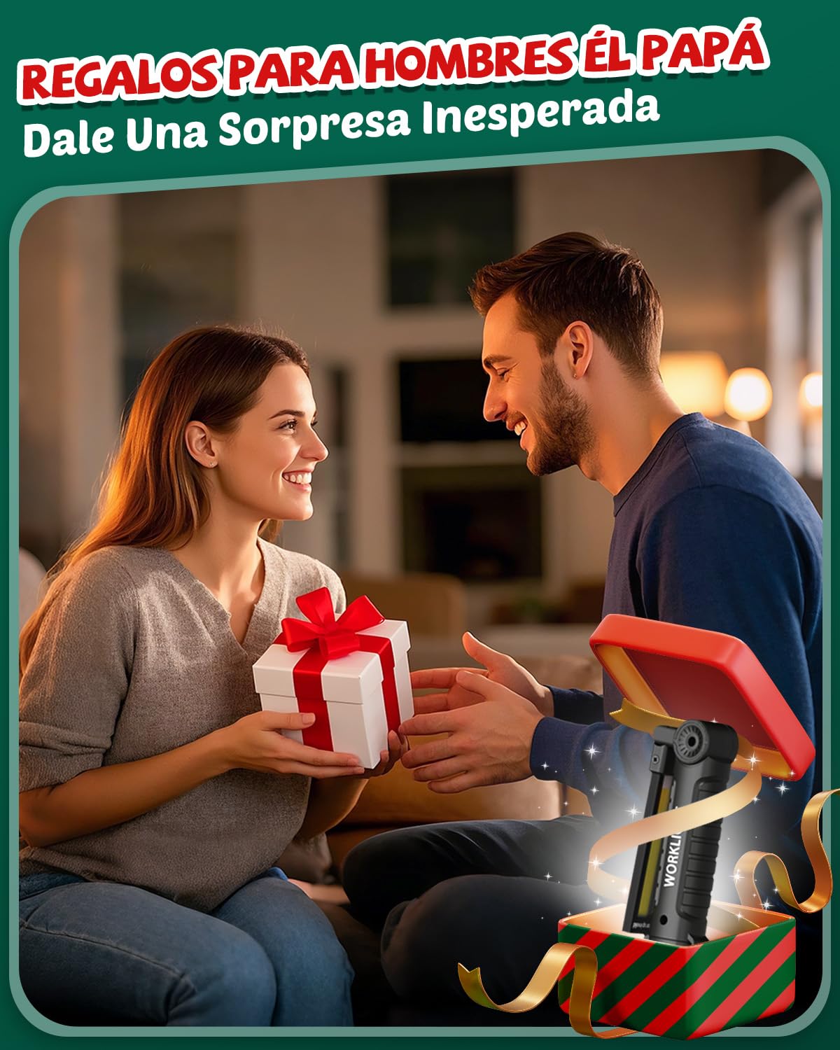 Coquimbo Regalo Hombre Linterna Taller LED Recargable, Linterna Portátil de Trabajo Lámpara de Inspección con Magnética Base y Gancho para Taller Cámping Emergencia(2 Piezas, Negro)