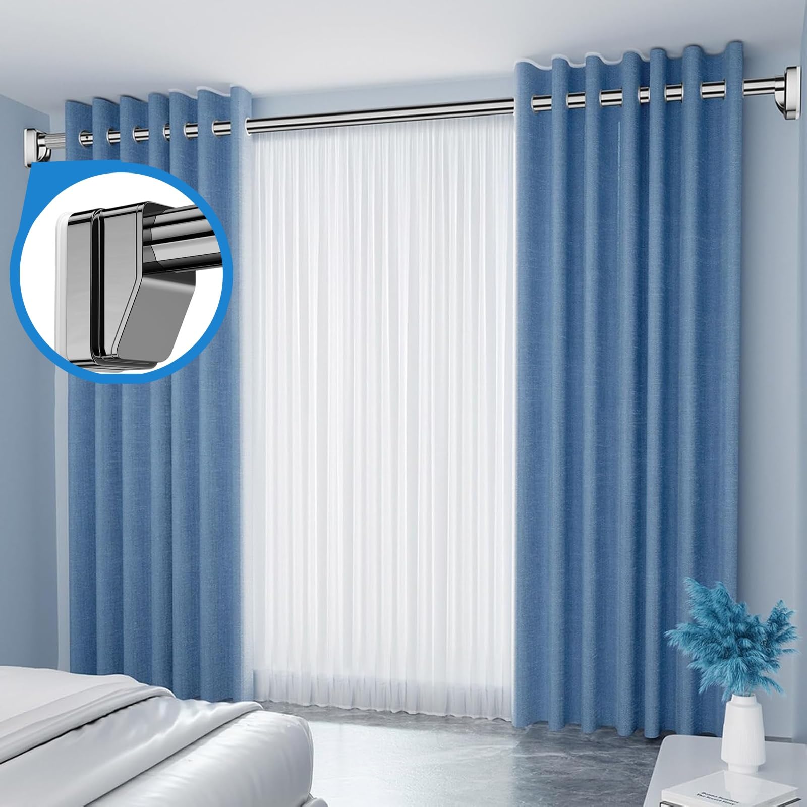 Asta per Tenda da Doccia Regolabile Senza Foratura, Asta a Tensione da 40-500 cm, Asta per Doccia salvaspazio antiruggine, Facile da installare, Design Antiscivolo, Nera (160-250 cm)