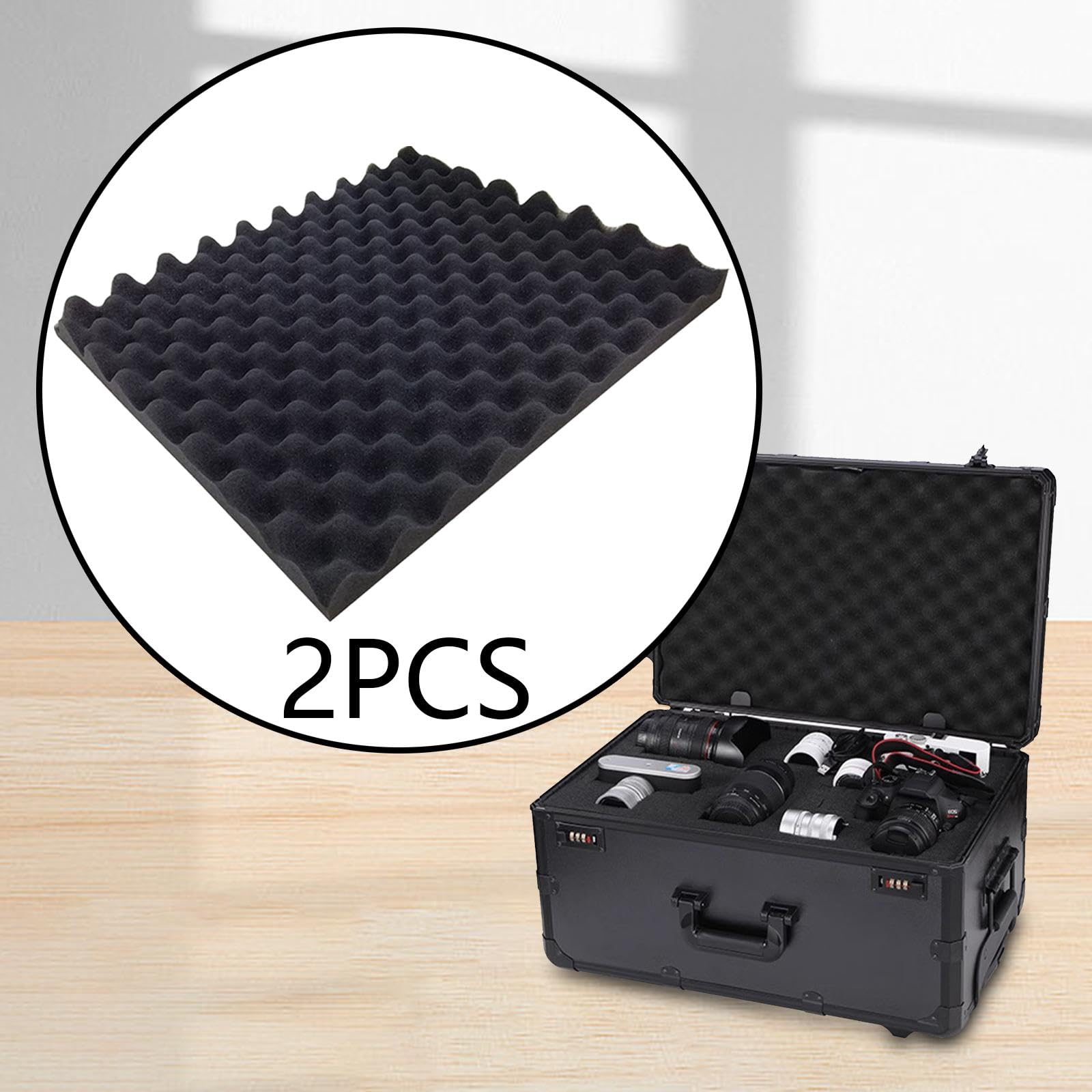 2 Pezzi Inserto per Scatola con Spugna Ondulata Fodera Spugna per Valigetta Rigida Rivestimento Antiurto per Custodia Strumenti Blocchi Spugna per Imb, 50 mm