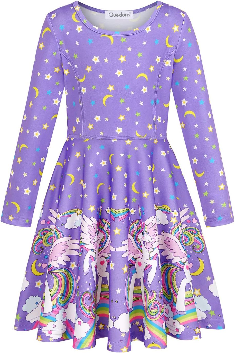 Quedoris Girls Dress Unicorn Printed Casual Party Twirly Dress for Kids in 2t to 10 Years - Image 4