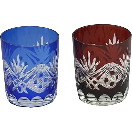 Amazon トーフク 切子グラス 瑠璃浪漫 オールドペアセット Rd Bl Tf 872 ロックグラス オンライン通販