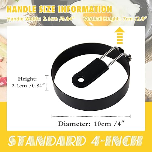 Miniatura 2 de Beiskll Juego de 4 anillos de huevo de 4 pulgadas, anillo grande de acero inoxidable para cocinar huevos, molde perfecto para huevos fritos, con
