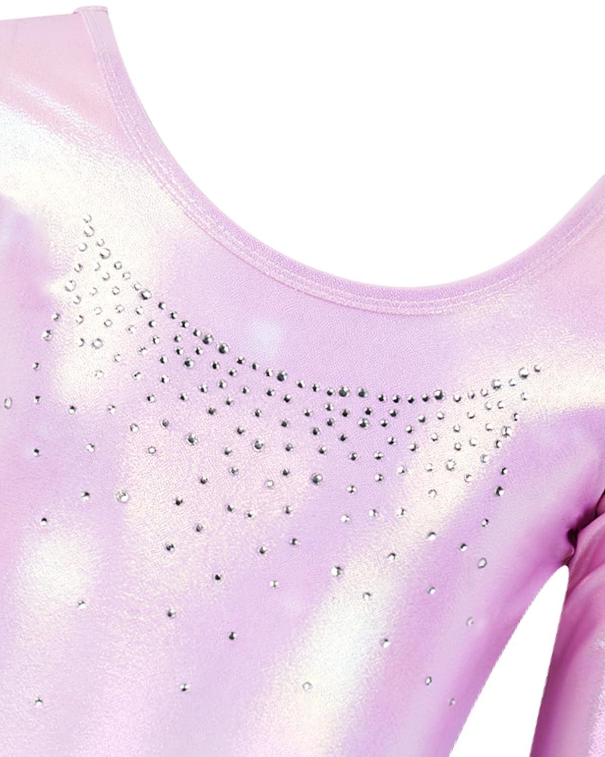 Gogokids - Conjunto de gimnasia de tres piezas para niñas, conjunto de gimnasia de manga larga con pantalones cortos y banda, leotardo de baile brillante con diseño de color degradado para 3-12 años