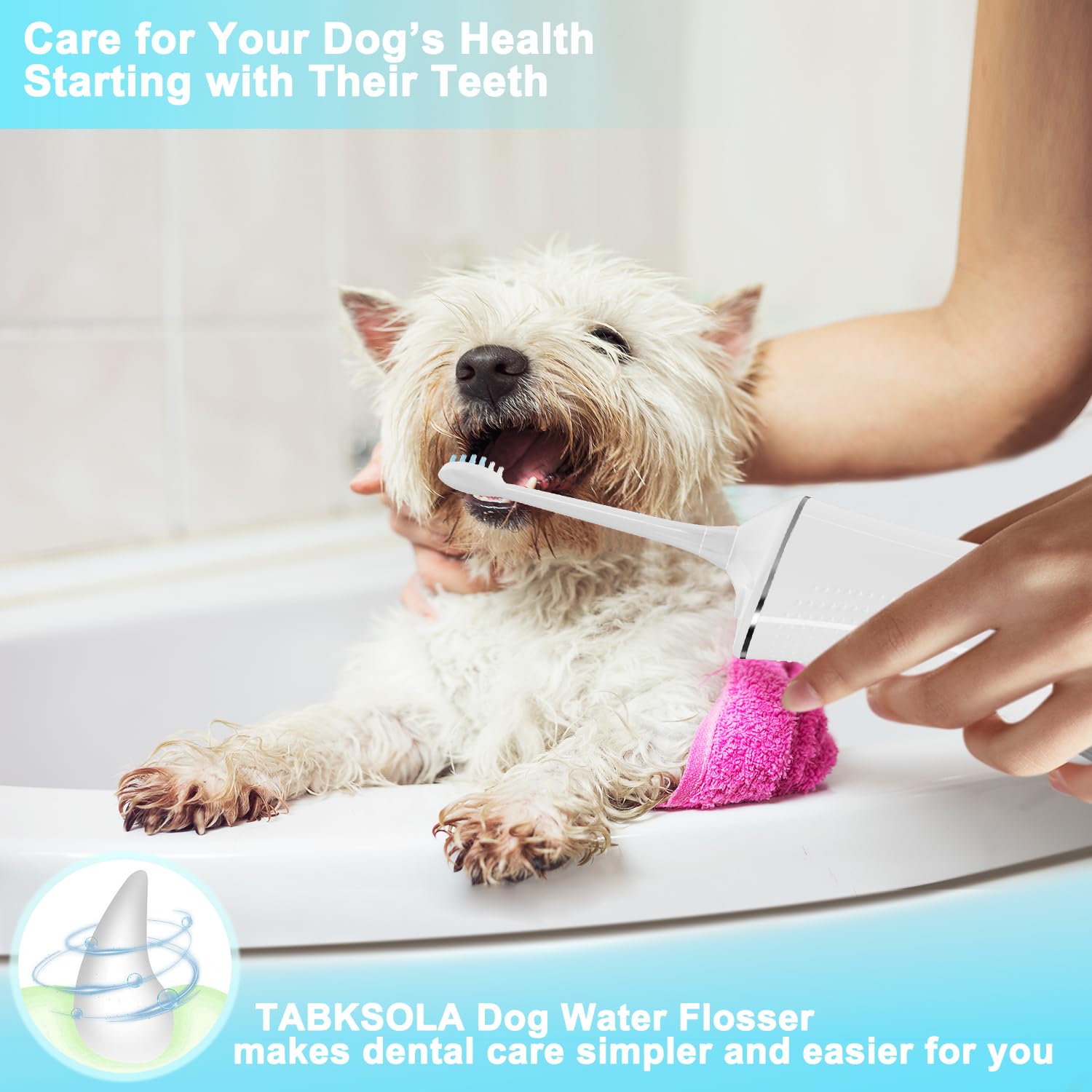 Irrigador Dental para Mascotas IPX7 300 ml 6 Boquillas 4 Modos Limpiador Eléctrico