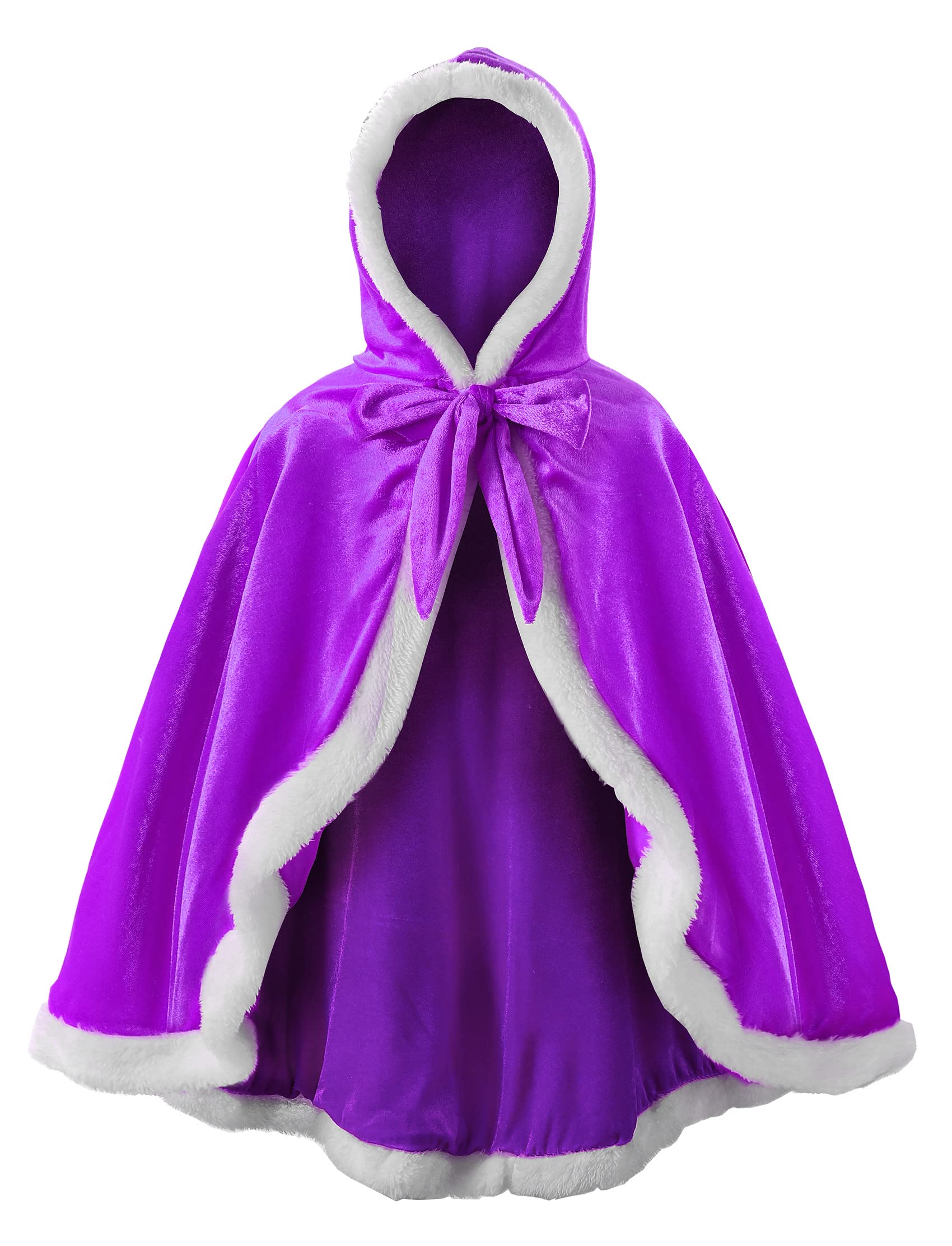 JerrisApparel Girl Cape Wedding Cloak Dress Coat Matching Snow Princess Costume (140, Purple) - Image 2