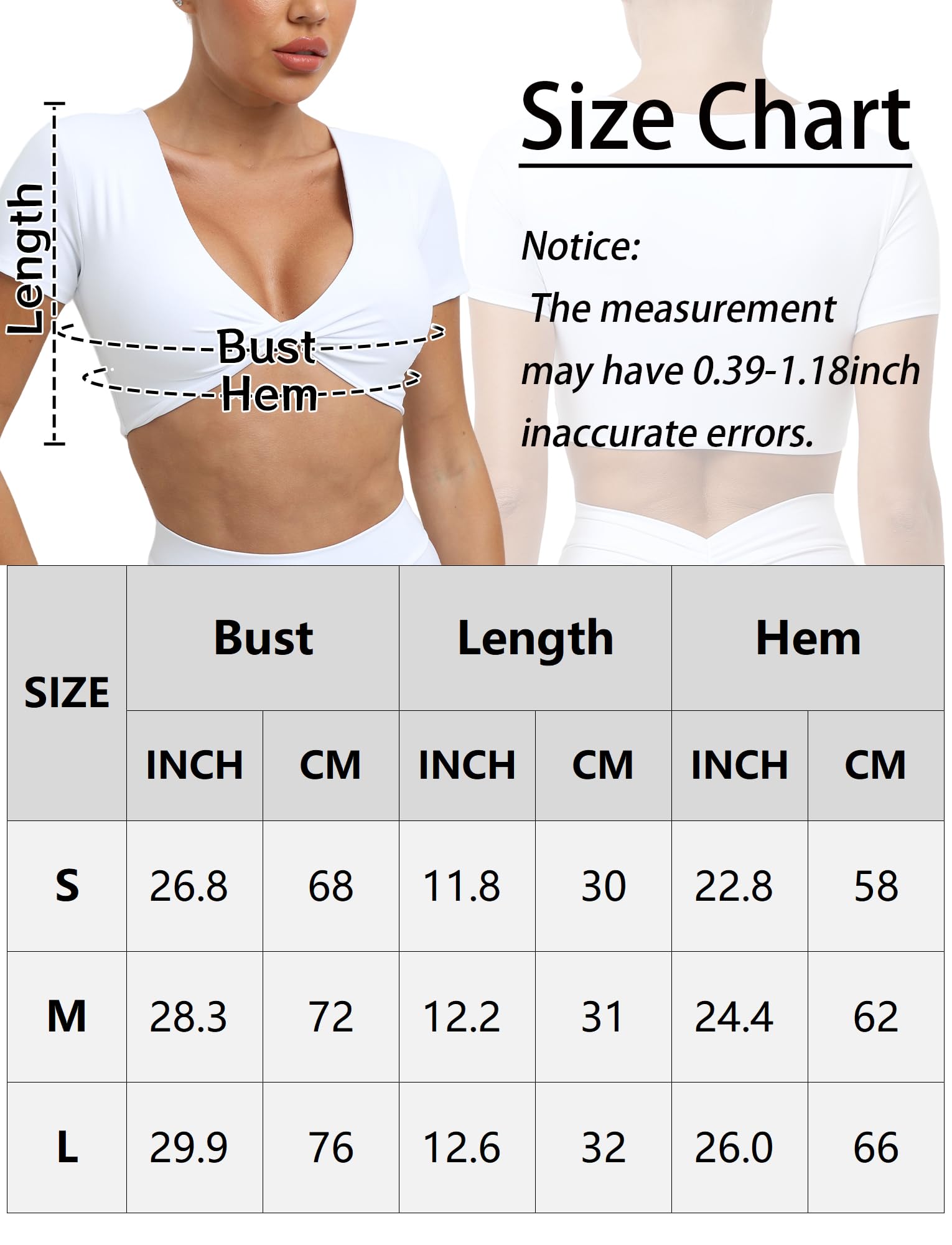 SEAUR Sport Crop Top damski z głębokim dekoltem w serek, wyściełany, obcisła koszulka do biegania, bez brzucha, sportowa koszulka z krótkim rękawem, na siłownię, jogę, fitness, rozmiar S
