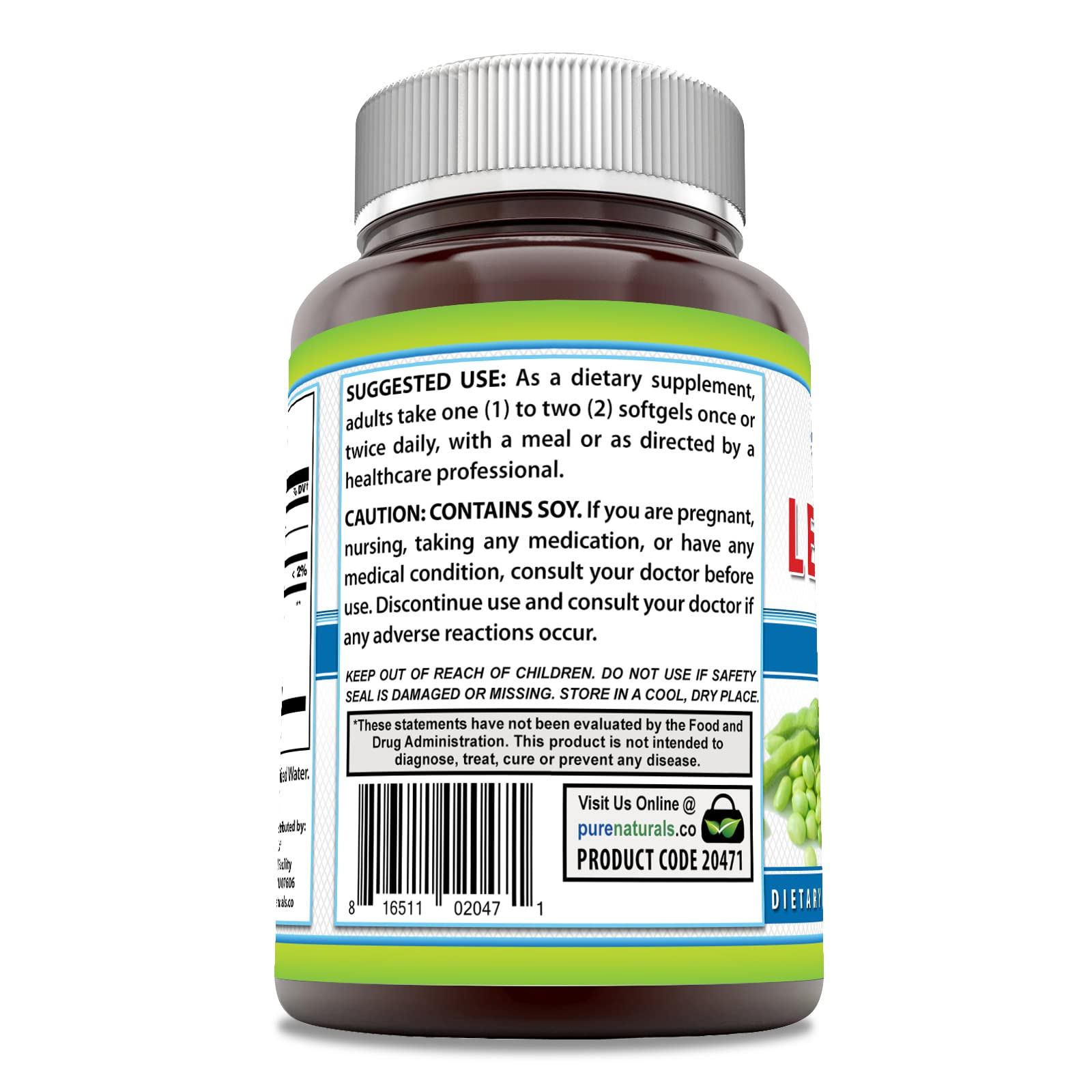 Pure Naturals Lecithin 1200 mg Softgels Supplement | High Potency | Gluten Free (240 Count) — Amazon image 2