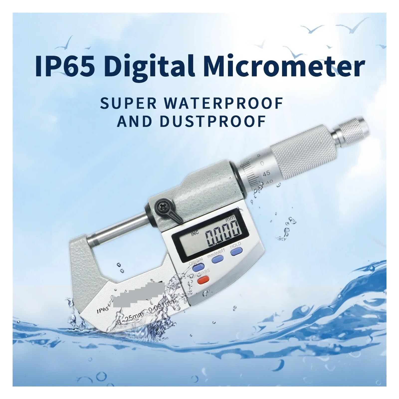 Calibrador micrométrico digital resistente al agua IP65, calibre micrométrico digital electrónico de 0,001 mm, herramientas de medición herramientas de medición(50-75mm)