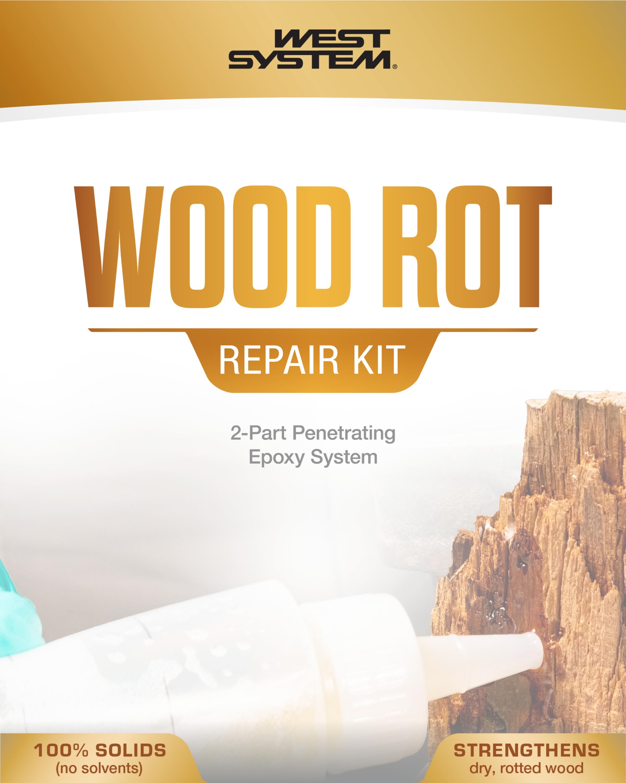 WEST SYSTEM Holzfäule-Reparaturset - 2-Komponenten-Epoxidharz - Mittlere | Härter & Füller, Für beschädigtes Holz, verstärkt Türrahmen, Schuppen, Zäune & Marine