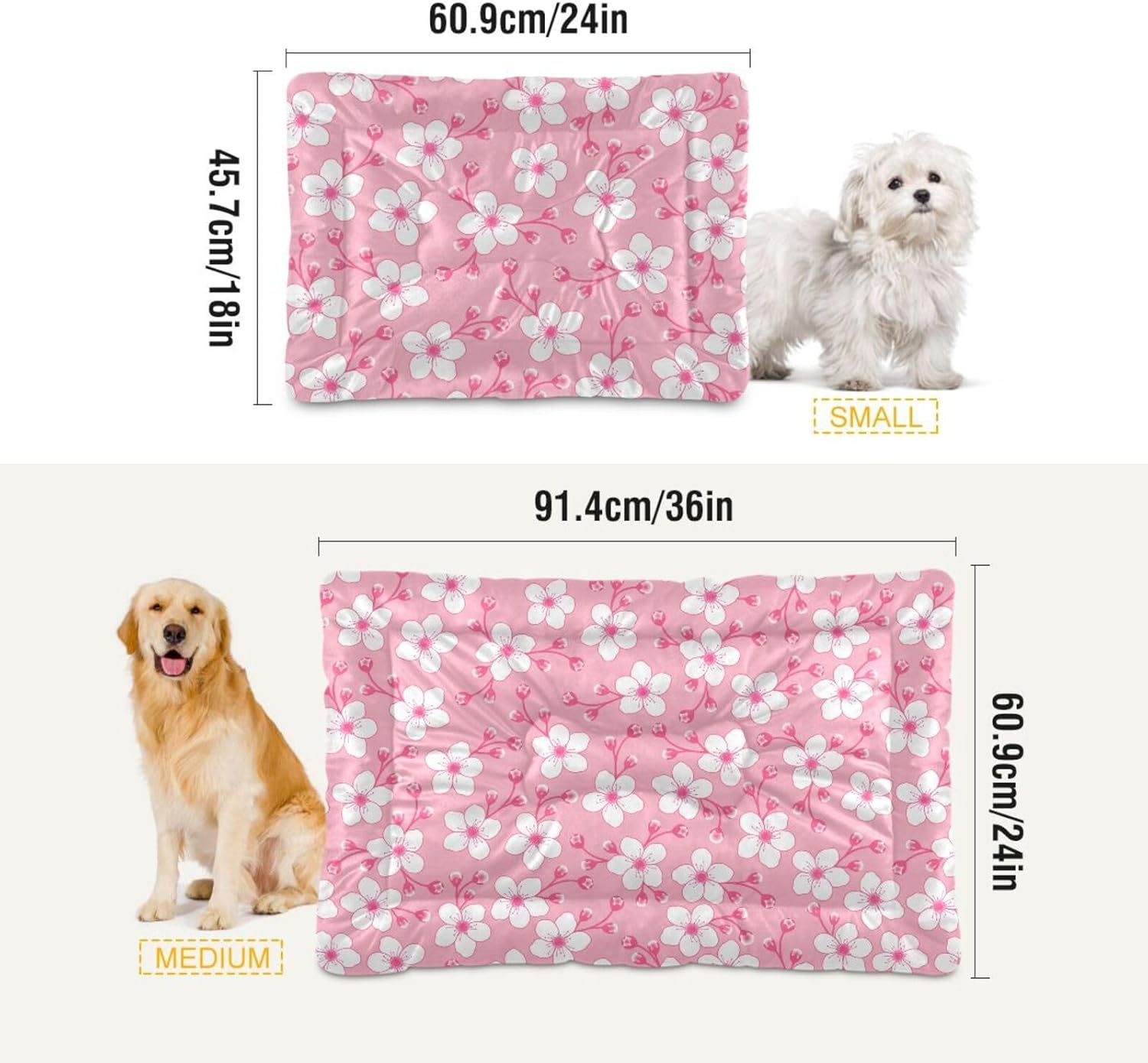 review Joko lvery White Pink Cherry Blossom Dog Cat Bed for Crate Soft Crate Pad Machine Washable Sleeping Mats Anti Slip Crate Mat for Puppy Indoor Dogs Cats Pet Supplies Gifts 24 * 18 in