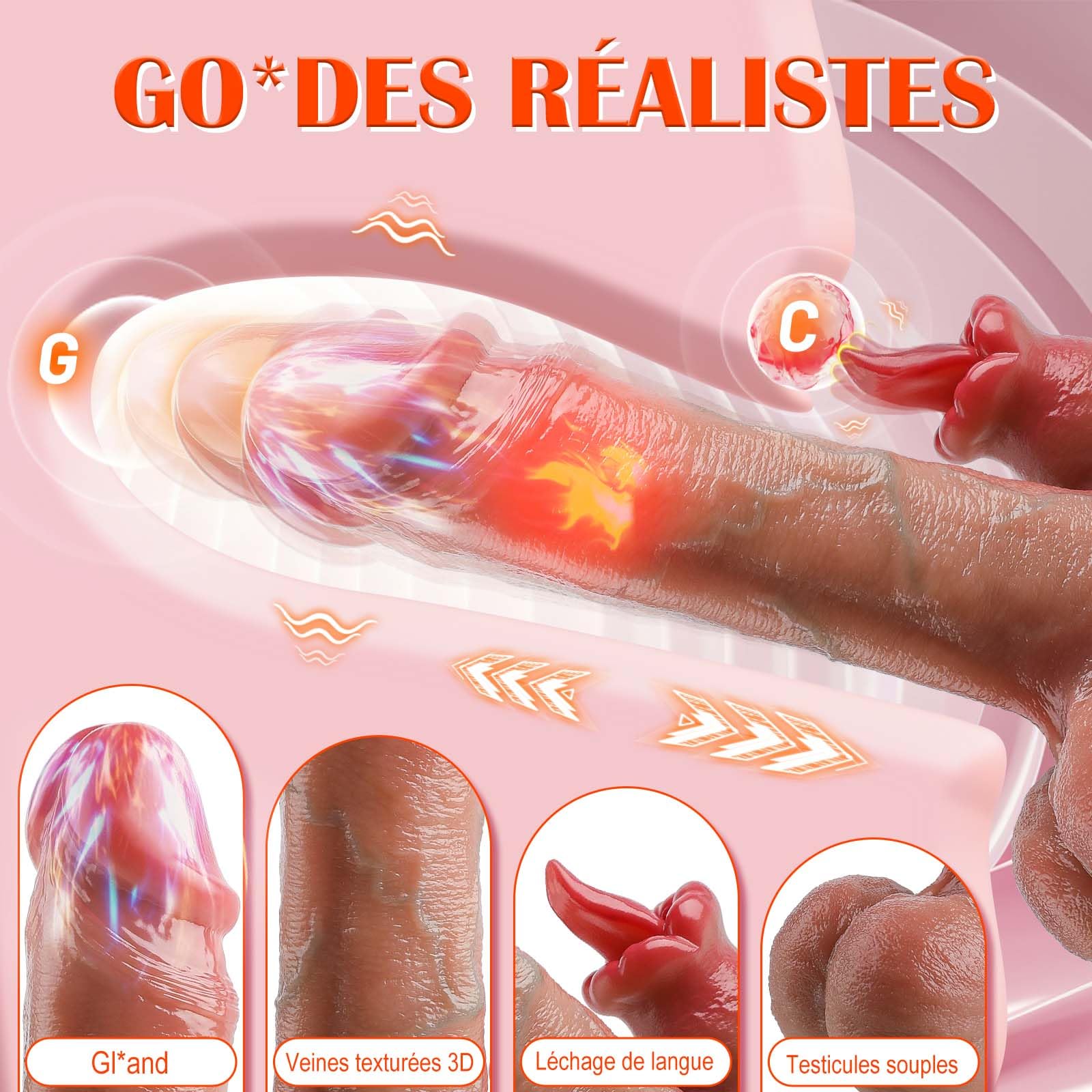 Vibratore Dildo Realistici Sex Toys, 4 in 1 Vibratoreper Donna Professionale con Stimolatore Del Punto G Remoto, Giocattolo Sessuale Dildo Anale in Silicone con 7 Vibrazioni, Spinte, Pratiche