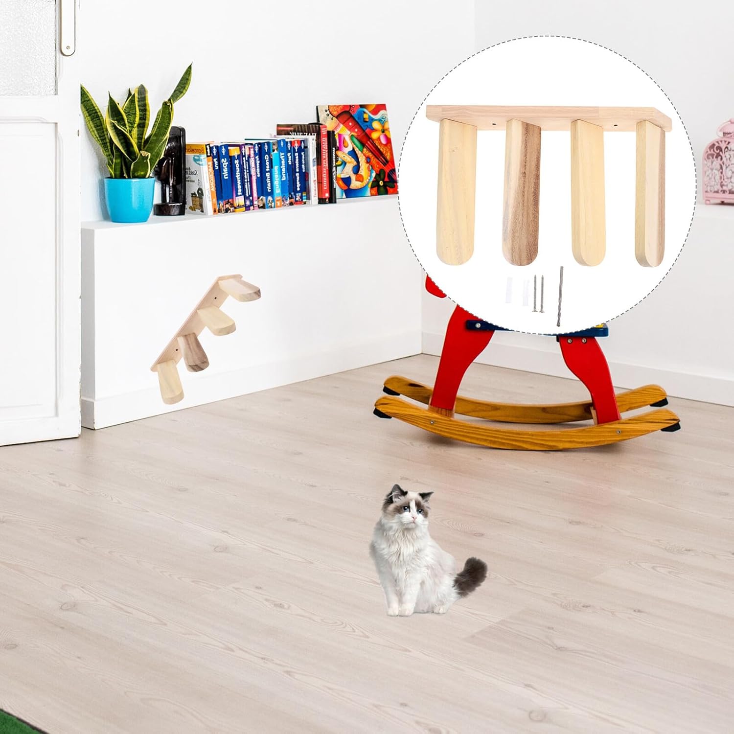 VANZACK Wall-Mounted Cat Climbing Platform Solid Wood Step Rack for Indoor Cats Smooth Surface Pet Jumping Board Sturdy for Kitten Activity