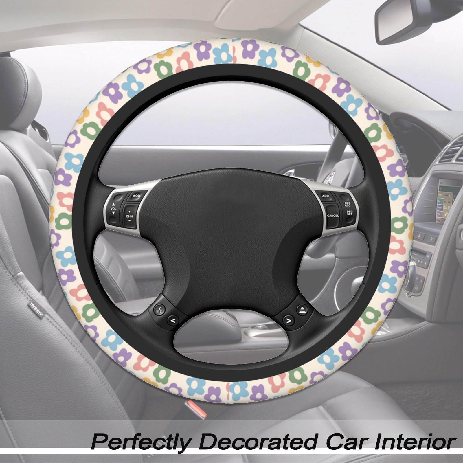 KAFEEK Steering Wheel Cover, Universal 15 Inch, Microfiber Leather, Anti-Slip, O