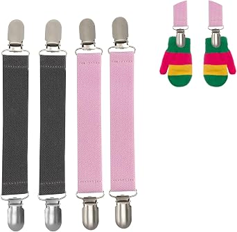 Elastic Mitten Clips Adjustable Gloves Straps for Kids and Adults - Tight Steel Grip Glove Clips