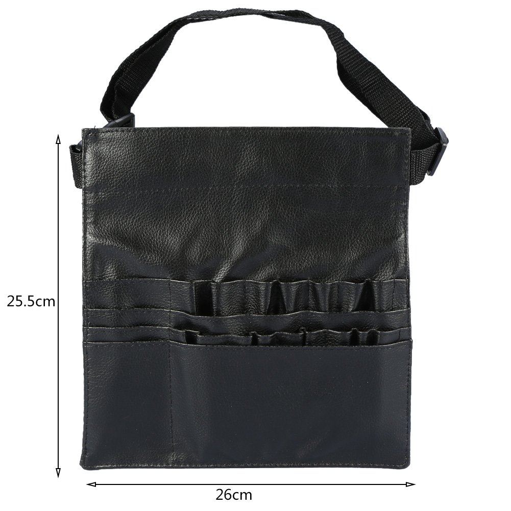 Borsa per pennelli per trucco, custodia professionale per pennelli per trucco cosmetico in PU nero