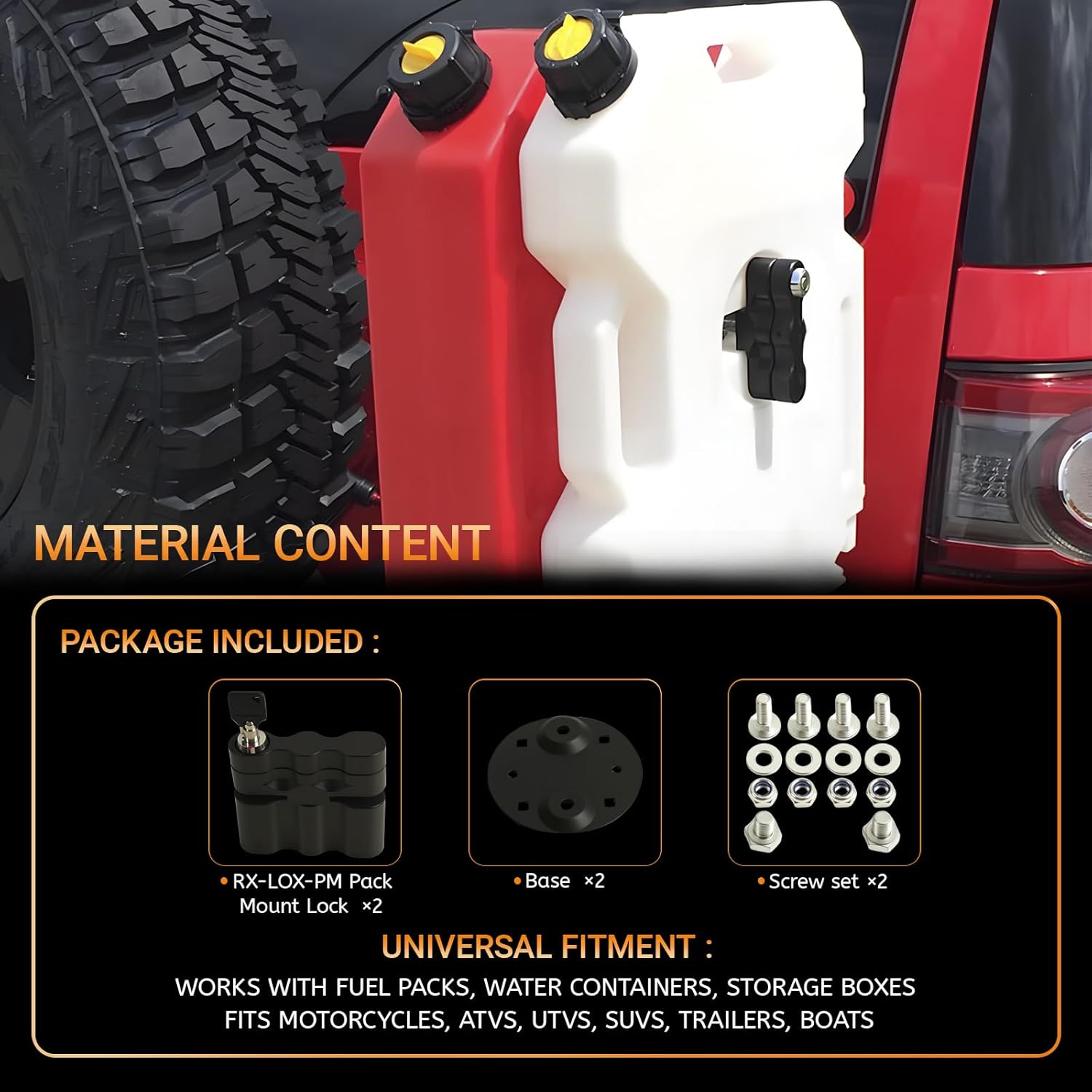 Pack Mount Lock with Keys RXLOXPM Compatible with Rotopax Locking Mount LOX-PM Fuel Pack