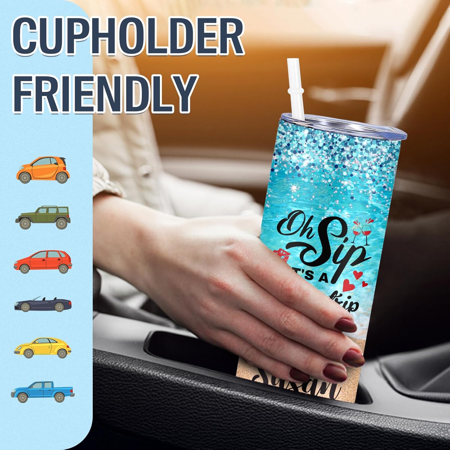 Personalized Girls Trip Tumblers with Name - Custom Beach Vacation Tumbler with Lid and Straw, Girls Weekend Gifts for Women, 2025 Girls Trip Gifts, Family Trip Gift, Bachelorette Trip Vacation Cups - Image 5