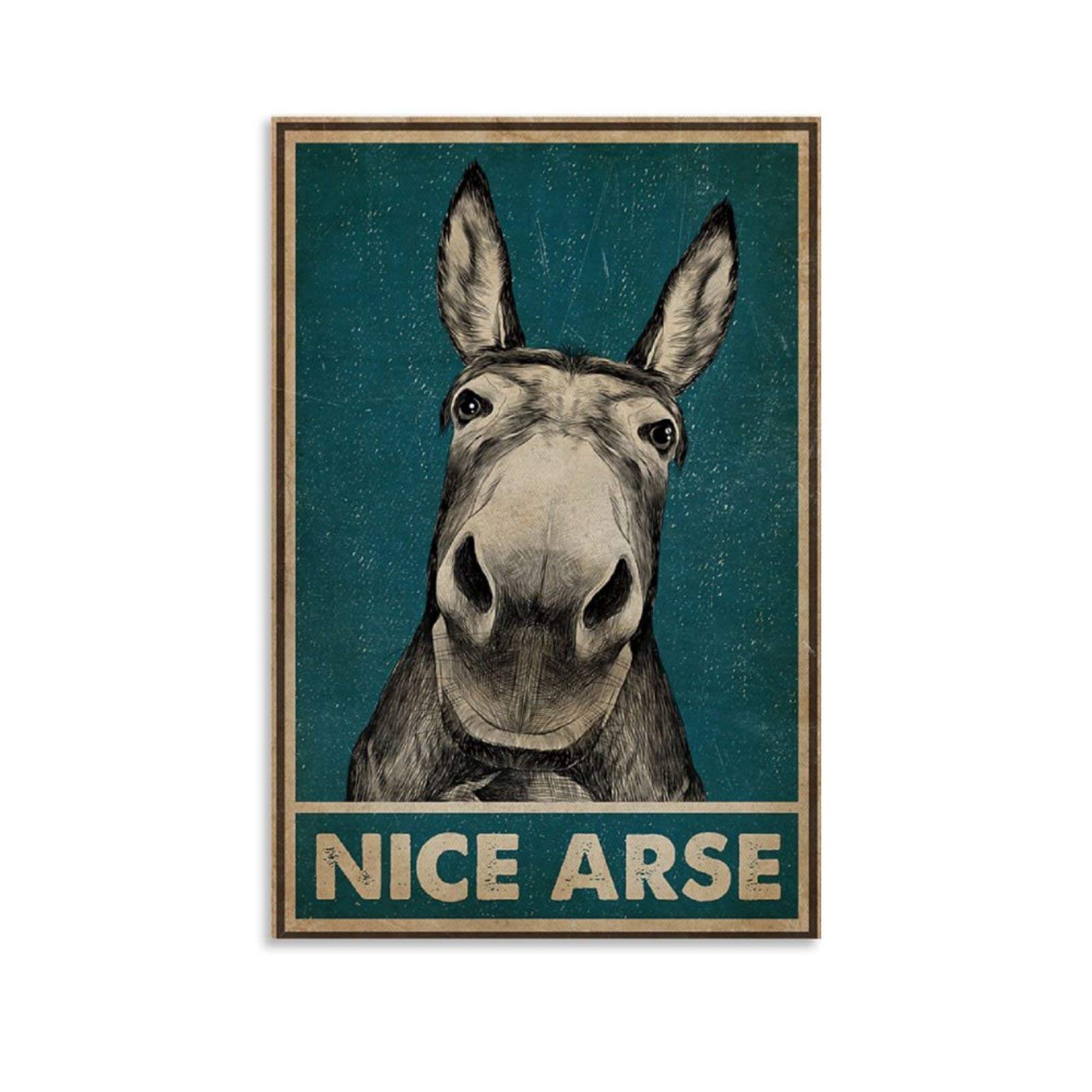 Gangpao Unframe-Style1 Vintage Poster Nice Arse Donkey Retro Poster Canvas Print Artwork Wall Art Decor Poster For Modern Homes Office Bedroom 16X24inch(40X60cm)